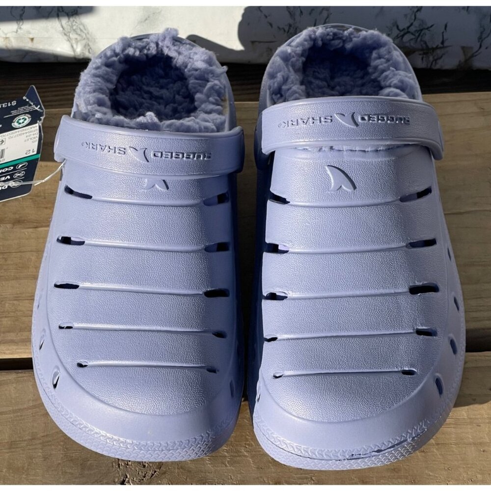 Rugged Shark girls Size 12 Fleece-Lined Clogs In Light Lavender